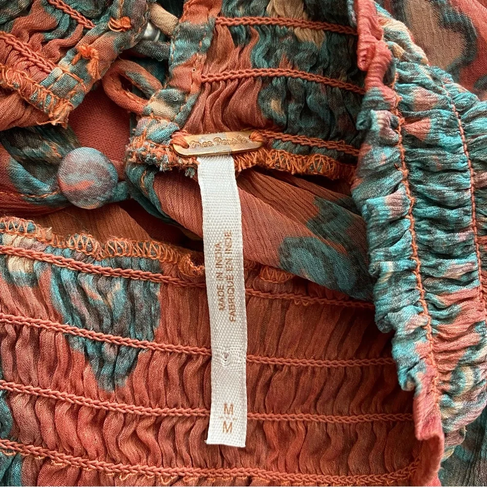 Free People Forget Me Not Moonstruck Mini‎ Dress Paisley Print Size M Red